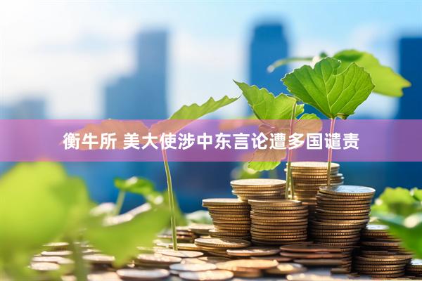 衡牛所 美大使涉中东言论遭多国谴责
