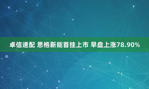 卓信速配 思格新能首挂上市 早盘上涨78.90%